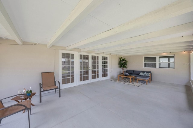 view of patio / terrace with an outdoor hangout area and french doors