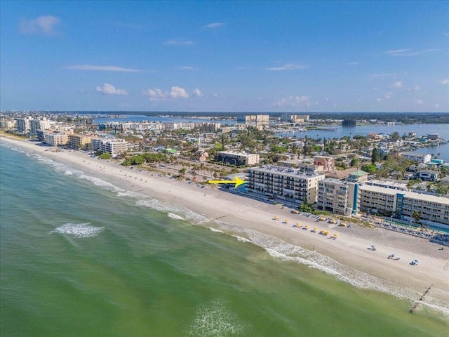 bird's eye view with a view of city, a beach view, and a water view