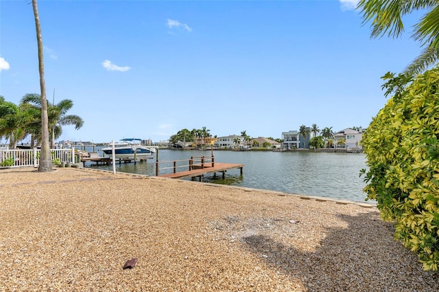 dock area featuring a water view