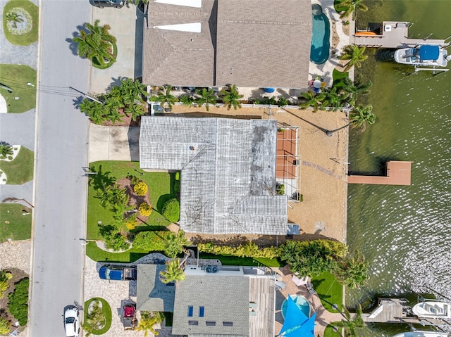 bird's eye view featuring a water view