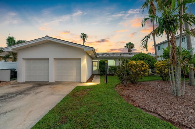 view of front of house with a lawn