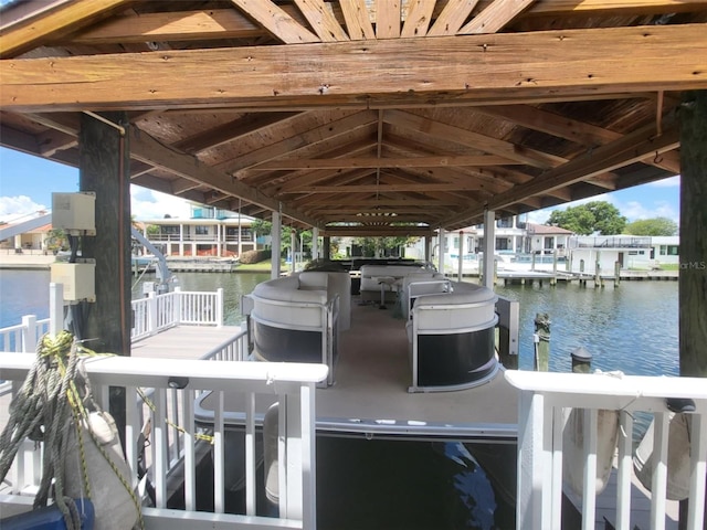 view of dock featuring a water view