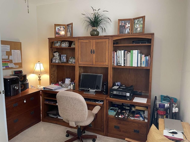 view of carpeted office space