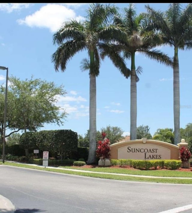 view of community sign