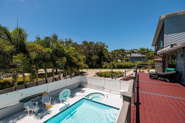 view of swimming pool featuring a patio