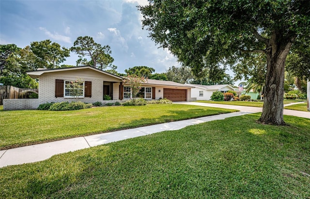 ranch-style house with a front lawn