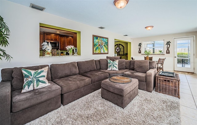 view of tiled living room