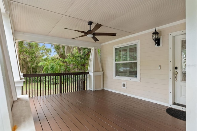 deck featuring ceiling fan