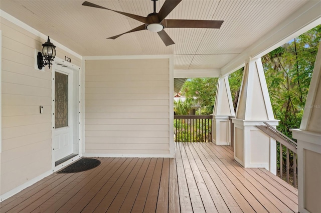 deck featuring ceiling fan