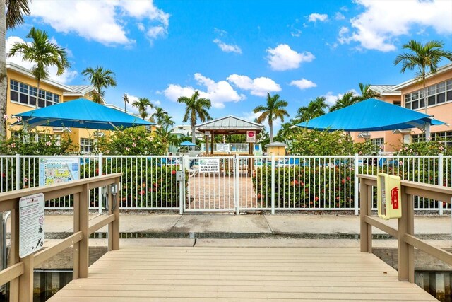 wooden terrace with a gazebo