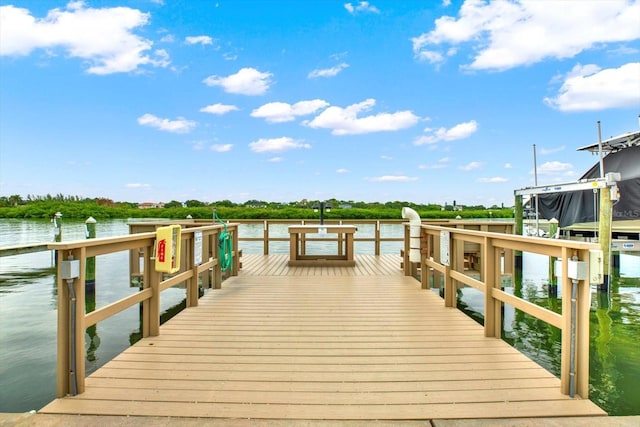 dock area featuring a water view