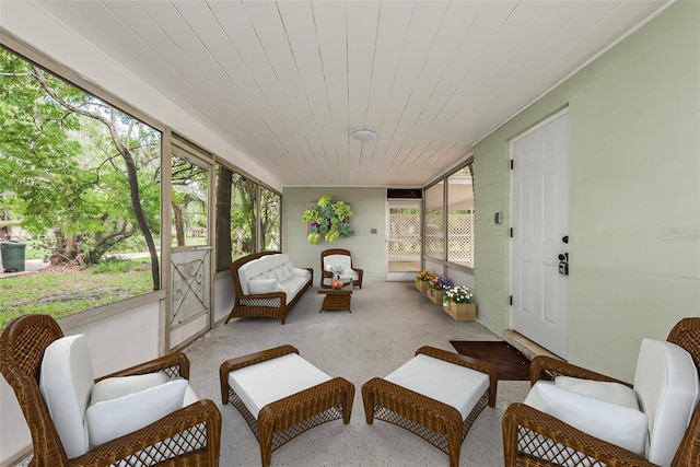 sunroom / solarium with wooden ceiling