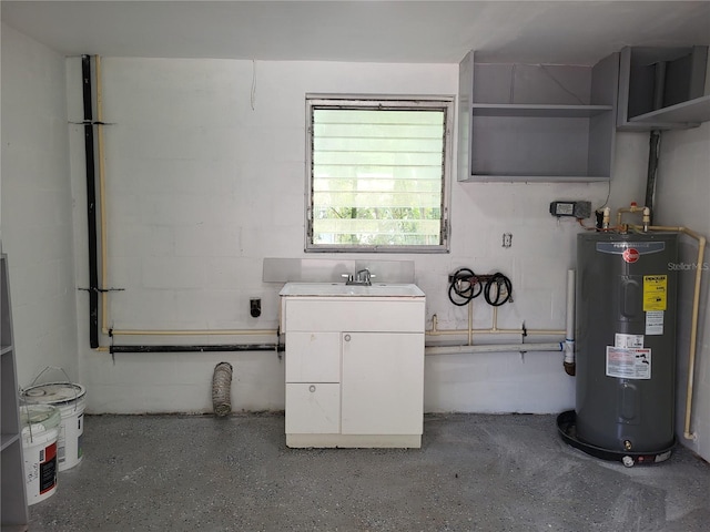 interior space with sink and water heater