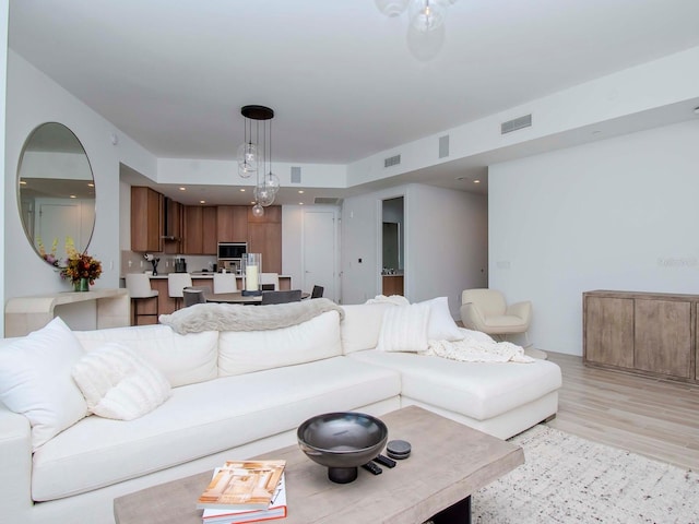 living room featuring light hardwood / wood-style flooring