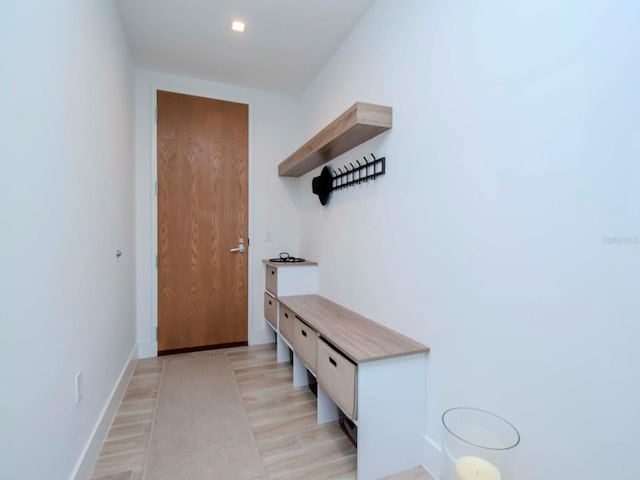 mudroom featuring light wood-type flooring