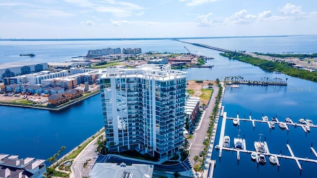 bird's eye view featuring a water view