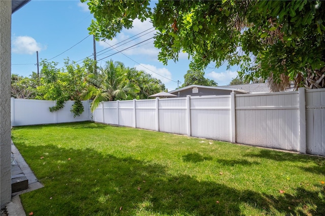 view of yard featuring a fenced backyard