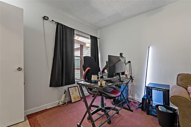 office with a textured ceiling