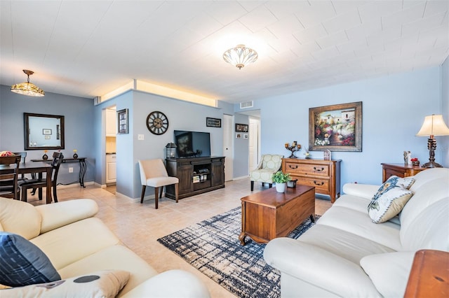 view of tiled living room