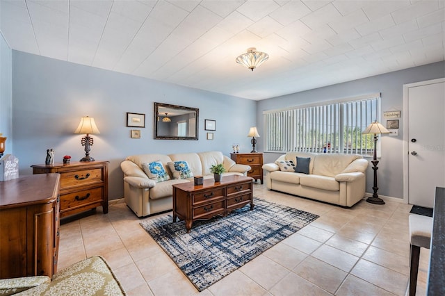 view of tiled living room