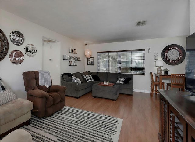 living room with wood-type flooring