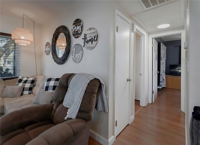 living room featuring light hardwood / wood-style floors