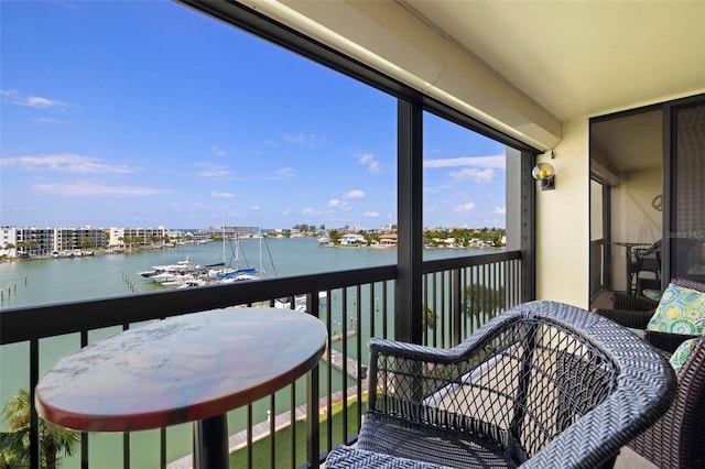 balcony with a water view