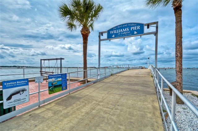 dock area with a water view