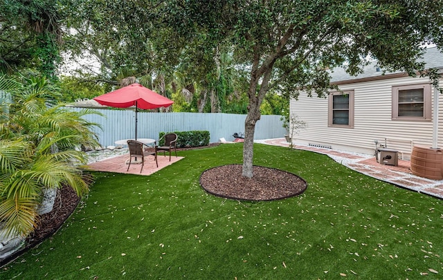 view of yard with a patio area