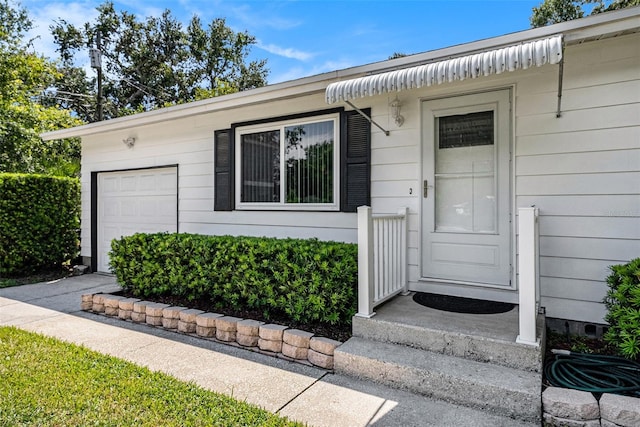 exterior space featuring a garage