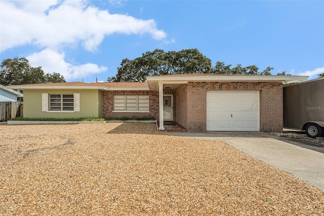 single story home with a garage