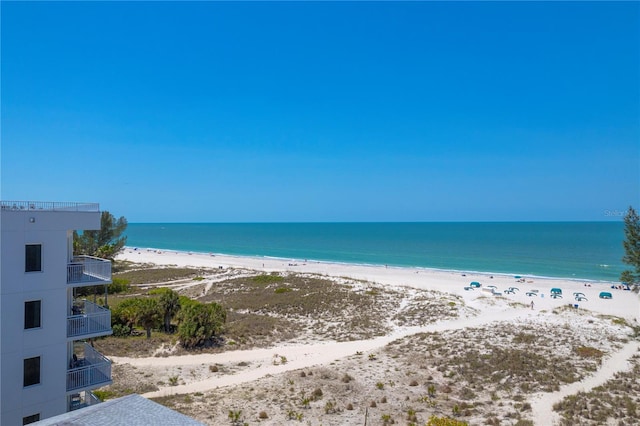 view of water feature featuring a view of the beach