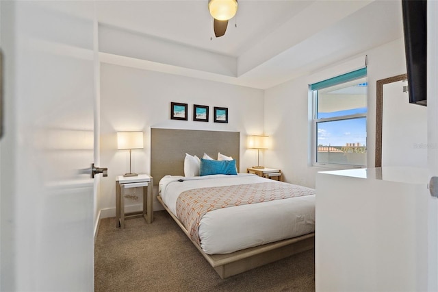 bedroom with carpet and ceiling fan