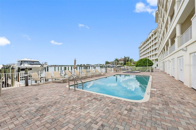 view of pool featuring a patio