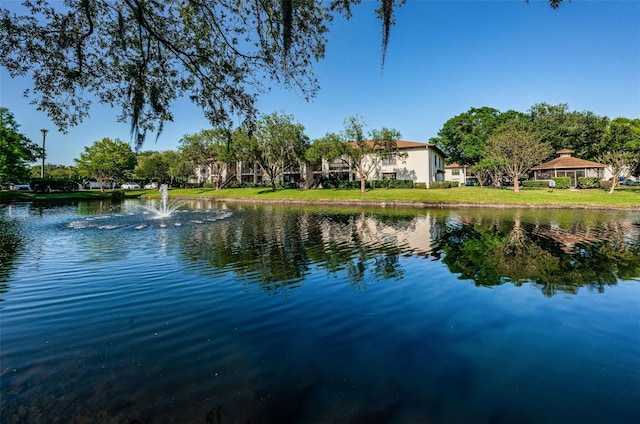 property view of water featuring a gazebo