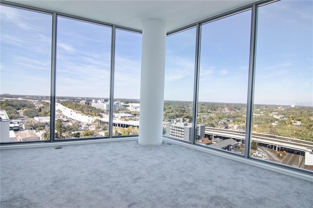 unfurnished sunroom with a view of city