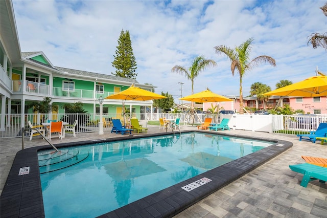 view of pool featuring a patio