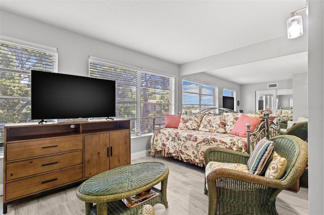 living room with light hardwood / wood-style floors