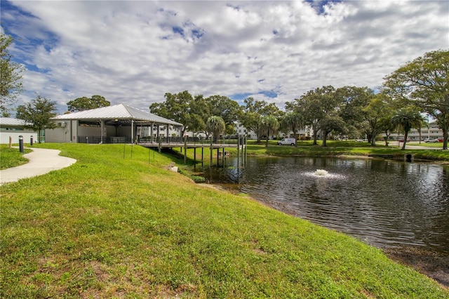 view of water feature featuring a gazebo