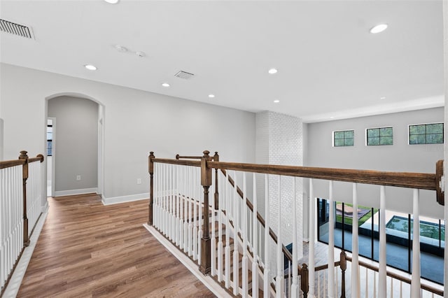 hallway with light wood-type flooring