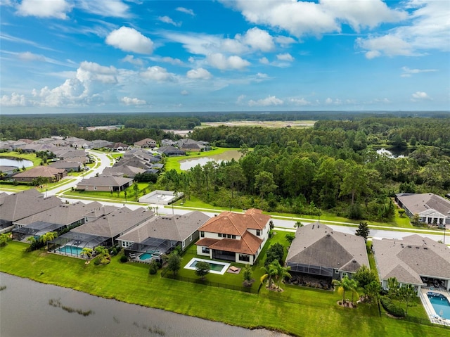 bird's eye view featuring a water view