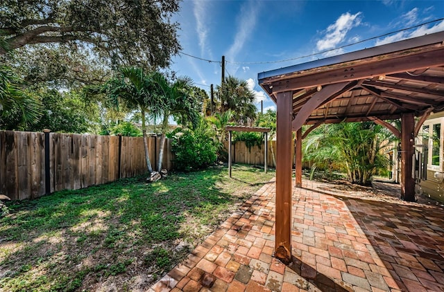 view of yard with a patio and a gazebo