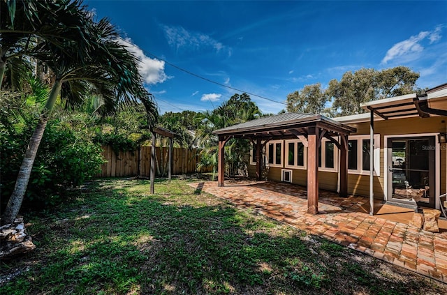 view of yard with a patio area and a gazebo