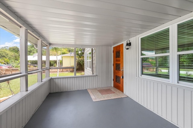 view of unfurnished sunroom