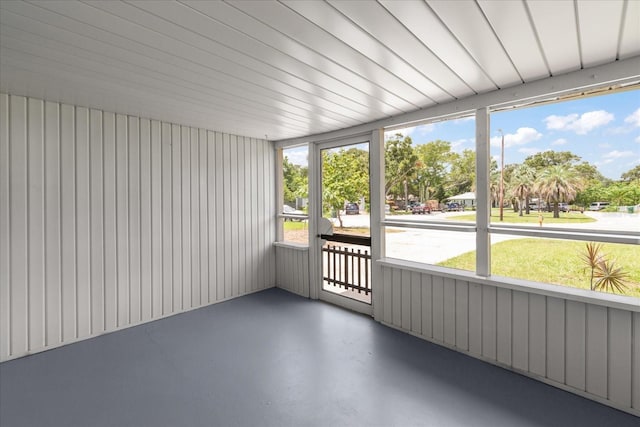 view of unfurnished sunroom