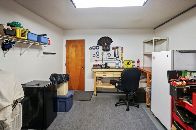 home office with carpet floors