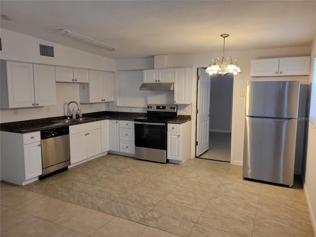 kitchen featuring under cabinet range hood, appliances with stainless steel finishes, and white cabinets