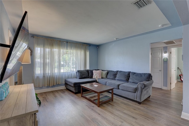 living room featuring light hardwood / wood-style flooring