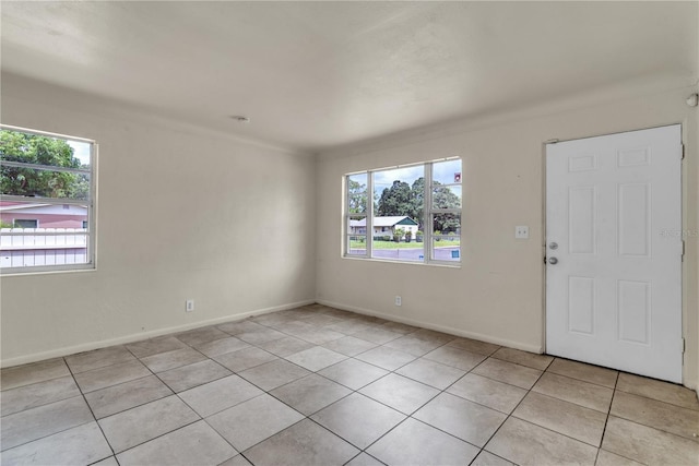 interior space featuring light tile patterned flooring