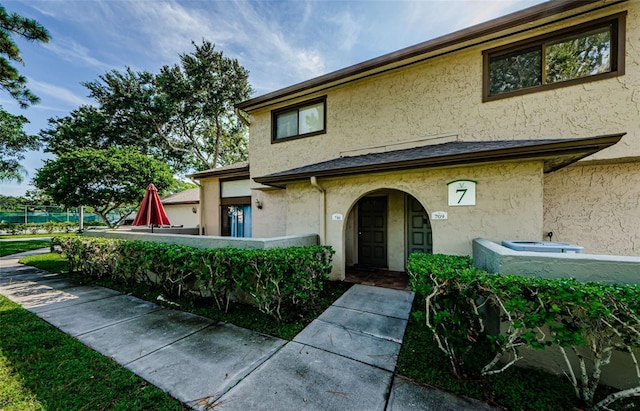 view of front of home with stucco siding